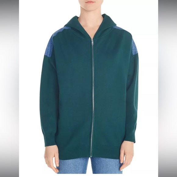 Sandro Chloé Denim-Back Zip Hoodie, Size L (approximate), EUC - Picture 1 of 9